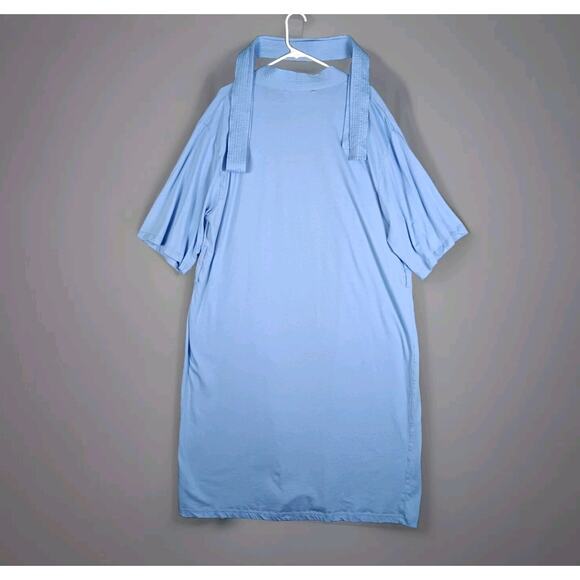 Vermont Country Store Robe Women Large Blue Short Sleeve Cotton Lounge Housecoat - Picture 3 of 6